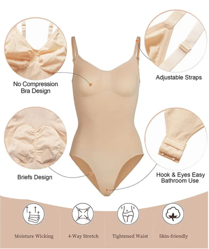 Invisible backless shapewear bodysuit ideal for formal or strapless dresses